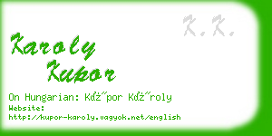 karoly kupor business card